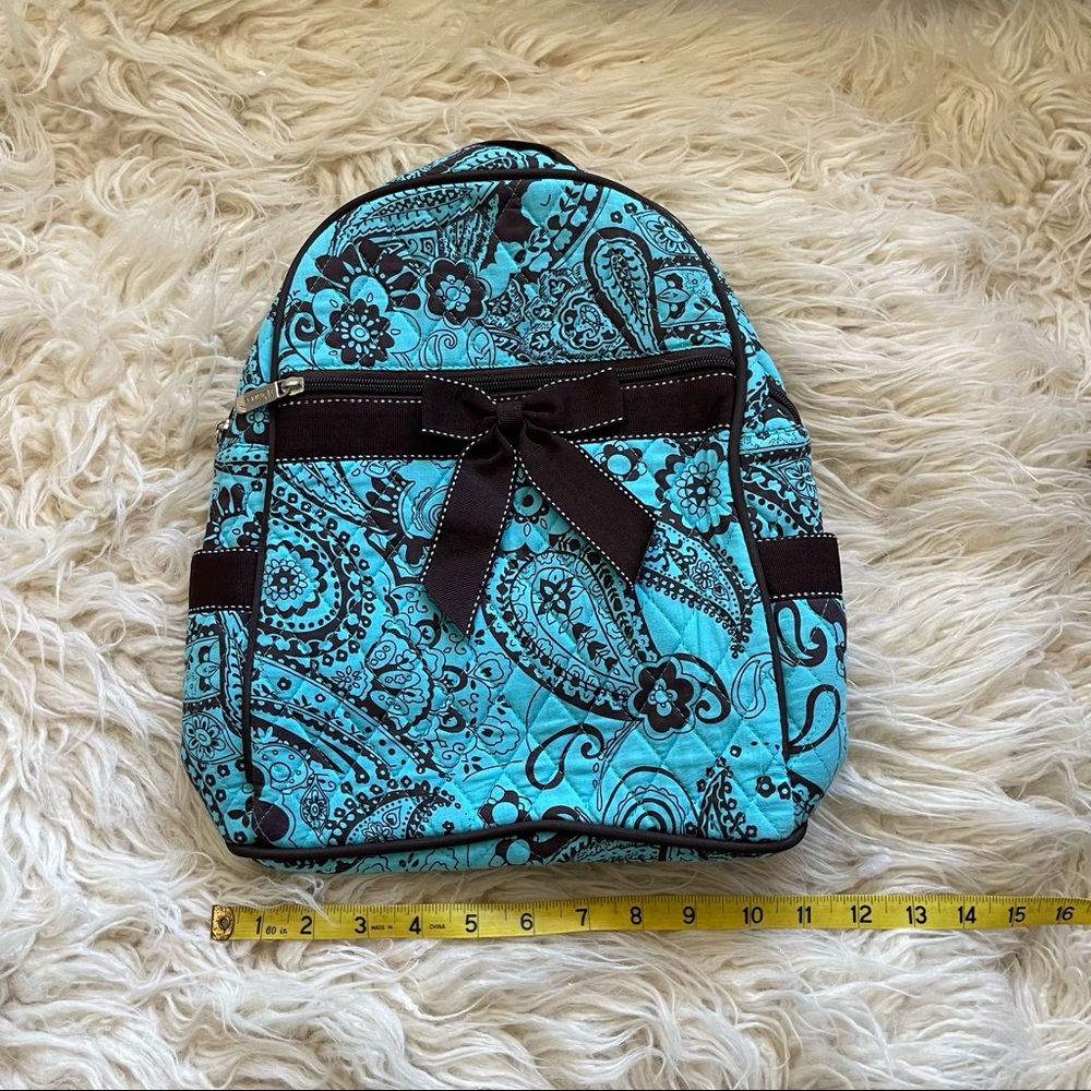 Bliss Blue and brown quilted mini backpack
